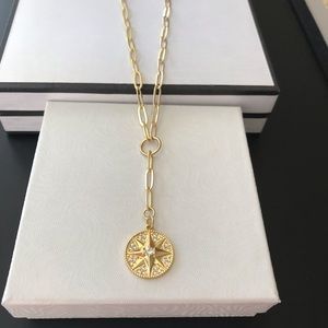 Paperclip Chain Necklace Gold Pave Star Charm